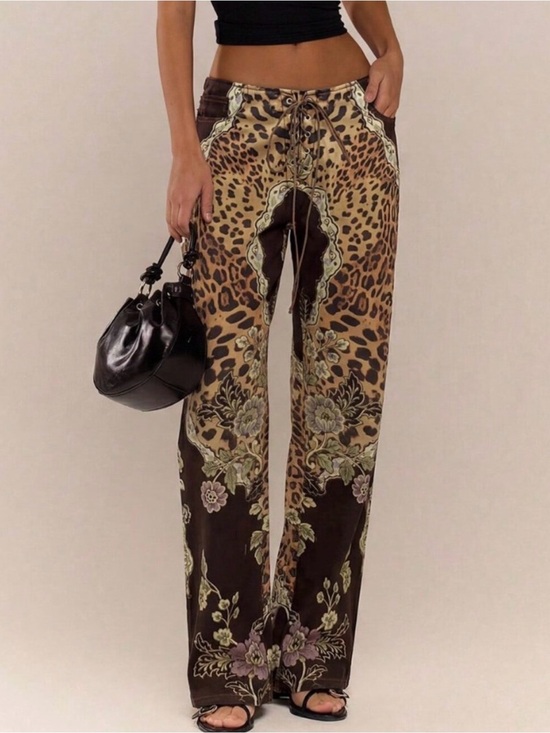 None Denim - Y2K Leopard Floral jeans